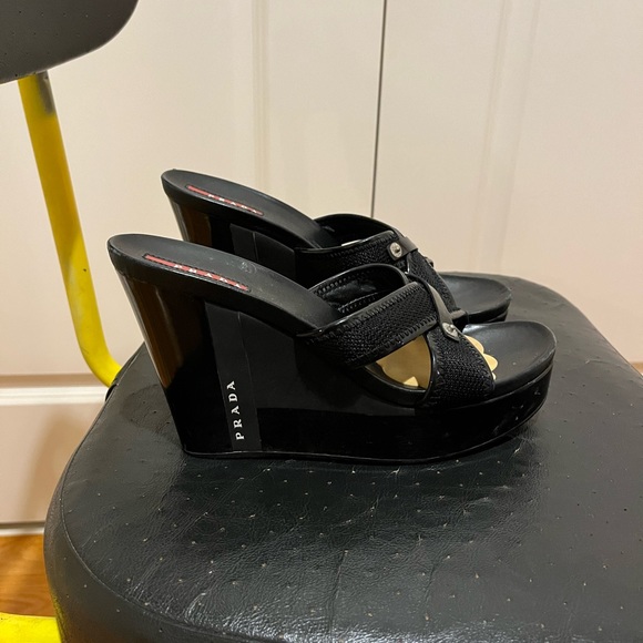 Prada Shoes - Black Prada wedges size 6.5